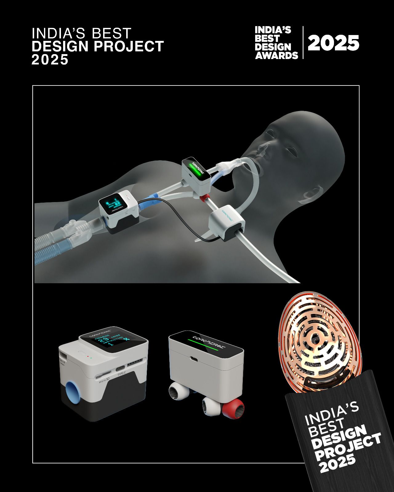 India's Best Design Project 2025 award visuals for TrachEase